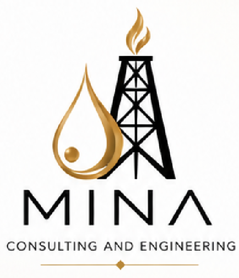 MINA Consulting and Engineering — gold oil drop and black derrick logo